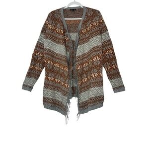 Lety & Me Cardigan Womens Medium Open Front Cozy Floral Cowgirl Sweater Relaxed‎